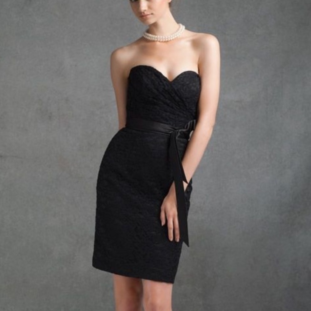 Affairs by Mori Lee Strapless Black Lace Dress 31002 New with tag Sz 16